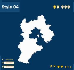 Hebei, China - map isolated on blue background. Outline map. Vector map.