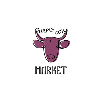 Purple cow logotype for business, market