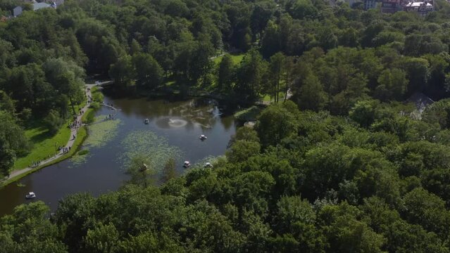 The lake in the public park in Zelenogradsk