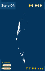 Andaman And Nicobar Islands, India - map isolated on blue background. Outline map. Vector map.