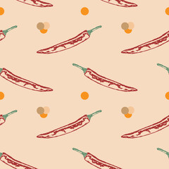Seamless pattern with red hot pepper