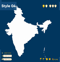 Fototapeta premium India - map isolated on blue background. Outline map. Vector map.