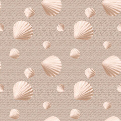 Vector seamless pattern with sea shells