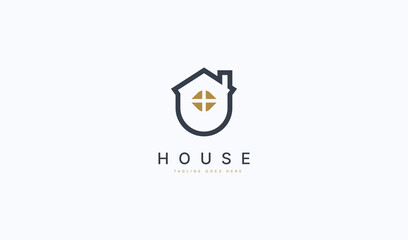 Modern House Logo. Usable for Construction, Real Estate, Apartment Logos. Flat Vector Logo Design Template Element.
