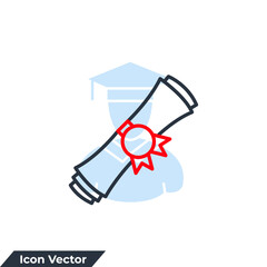 diploma icon logo vector illustration. Certificate symbol template for graphic and web design collection