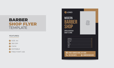 Modern barbershop flyer design template editable beauty salon business poster template