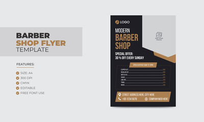 Modern barbershop flyer design template editable beauty salon business poster template