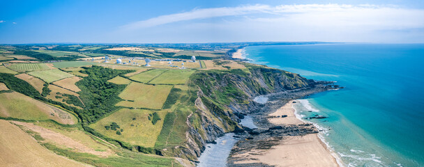 Fields and Farms over GCHQ Bude, GCHQ Composite Signals Organisation Station Morwenstow, Cornwall,...