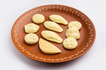 Sandesh or shondesh is a dessert, originating from the Bengal, India, created with milk and sugar