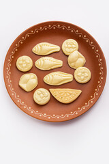 Sandesh or shondesh is a dessert, originating from the Bengal, India, created with milk and sugar