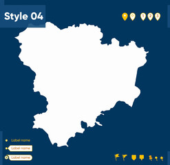 Obraz premium Volgograd Region, Russia - map isolated on blue background. Outline map. Vector map.