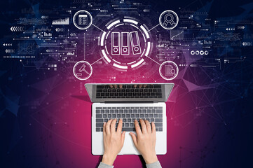 Compliance theme with person using a laptop computer