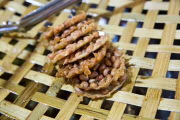 Top view of Thai Fried Peanut Cookies, focus selective