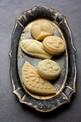 Sandesh or shondesh is a dessert, originating from the Bengal, India, created with milk and sugar