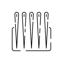 Sewing vector line icon. Needlework, stitching, sewing machine, measuring tape, wool. Editable stroke. Atelier, Tailor Shop fashion. Needlework, Dressmaking Studio. Needle set