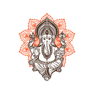 lord Ganesh image. God with elephant head. vector Illustration