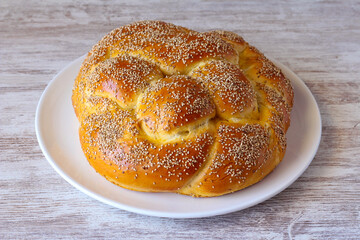 Festive homemade challah bread