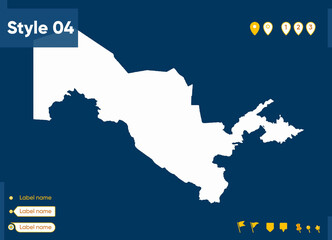 Obraz premium Uzbekistan - map isolated on blue background. Outline map. Vector map.