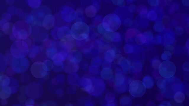 Motion graphics. Abstract dark blue background with circle shaped blurred spots