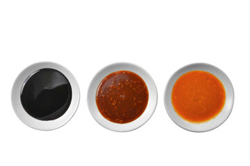 Top View Flatlay Tomato Chilli Ketchup Soy Sauce