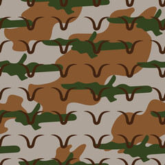 Seamless Repeat Pattern Outdoor Hunting Antler Vector Brown Camouflage Illustration Background