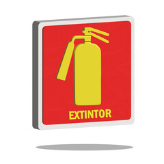 3D Realistic Red Fire Extinguisher Label Set.
