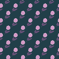 Decorative seamless pattern with doodle folk flowers ornament.