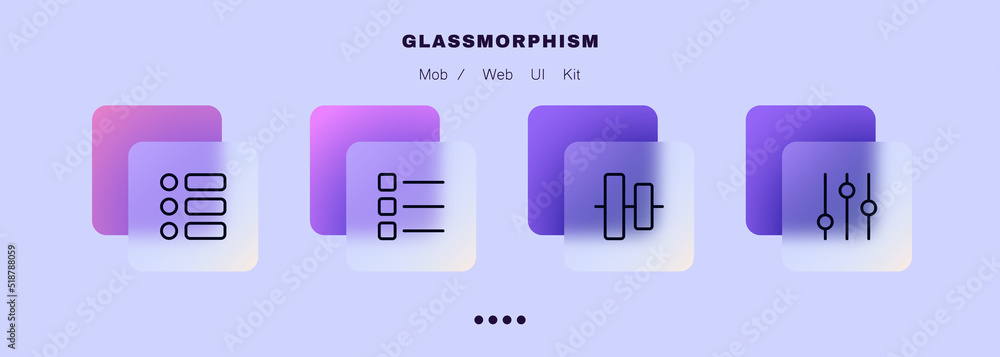 Poster application menu set icon. list, captions, control panel, slider, alignment, checkbox, phone, comput