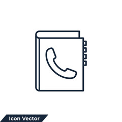 contact icon logo vector illustration. phone in book symbol template for graphic and web design collection