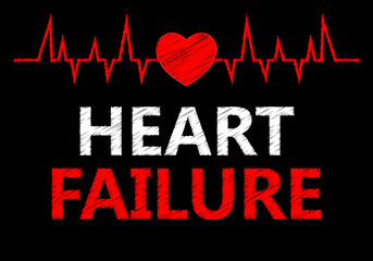 Heart failure writing on Black. vector illustration. Health concept. 
