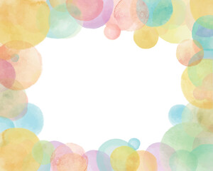 手描き水彩ー虹色フレームイラスト紙素材白バックベクター素材