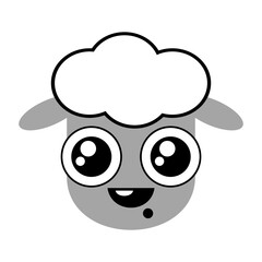 Cute sheep face cartoon. Vector illustration isolated on a white.