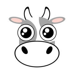 Cute cartoon cow face. Isolated on a white background. Vector cartoon illustration.
