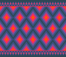 Orange Purple Symmetry Geometric Ethnic Seamless Pattern