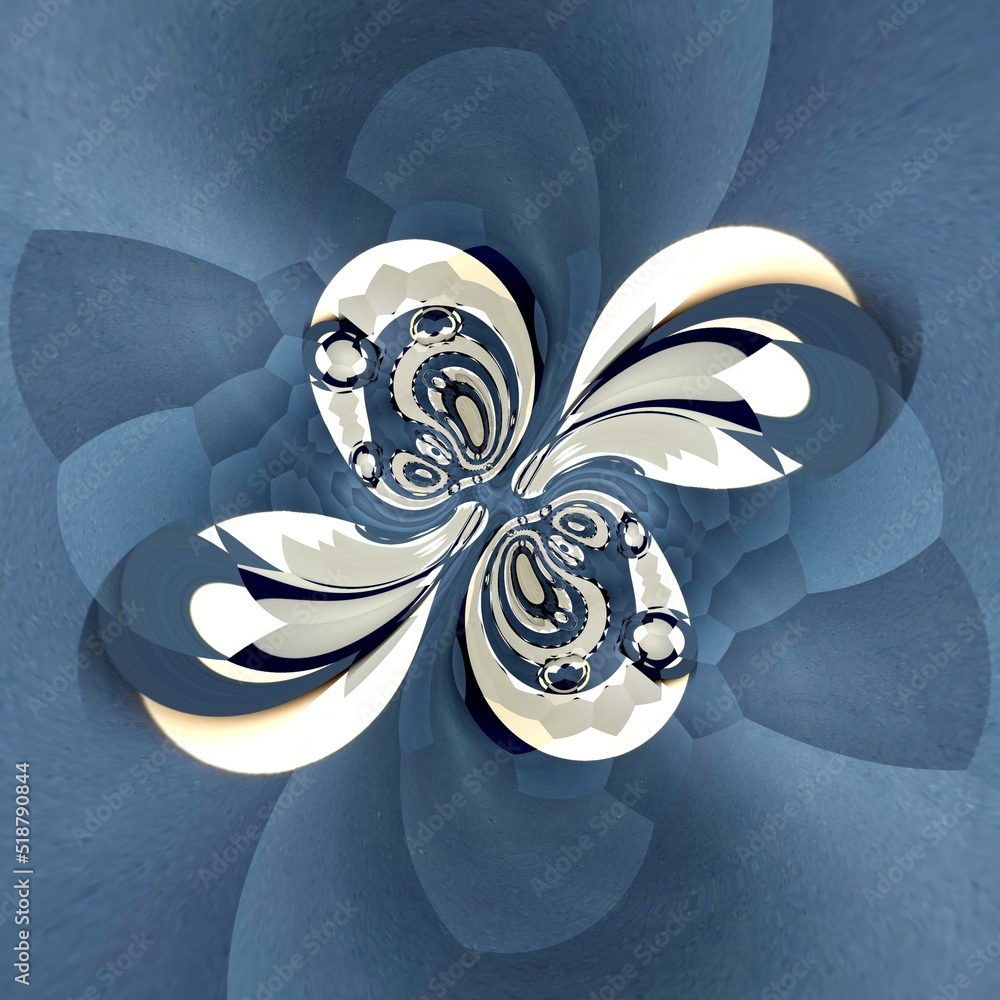 Poster striped and circular pattern and design in blue and beige