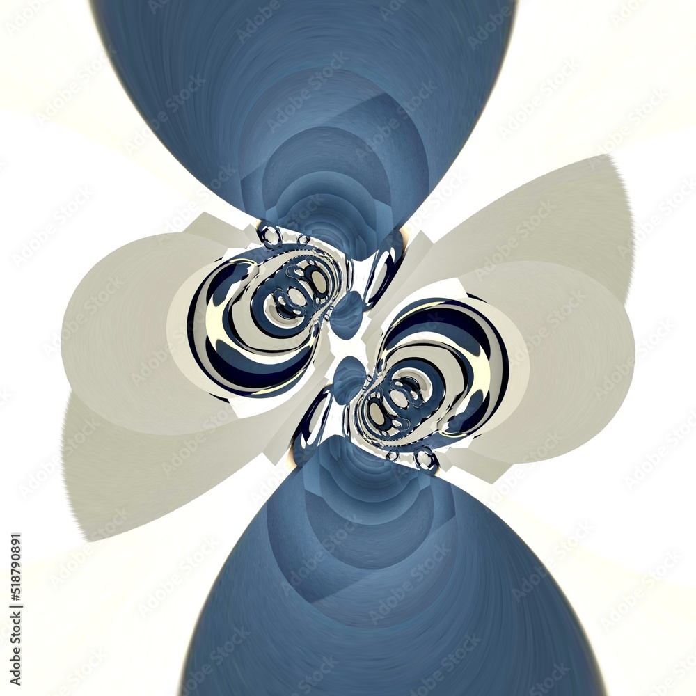 Poster striped and circular pattern and design in blue and beige