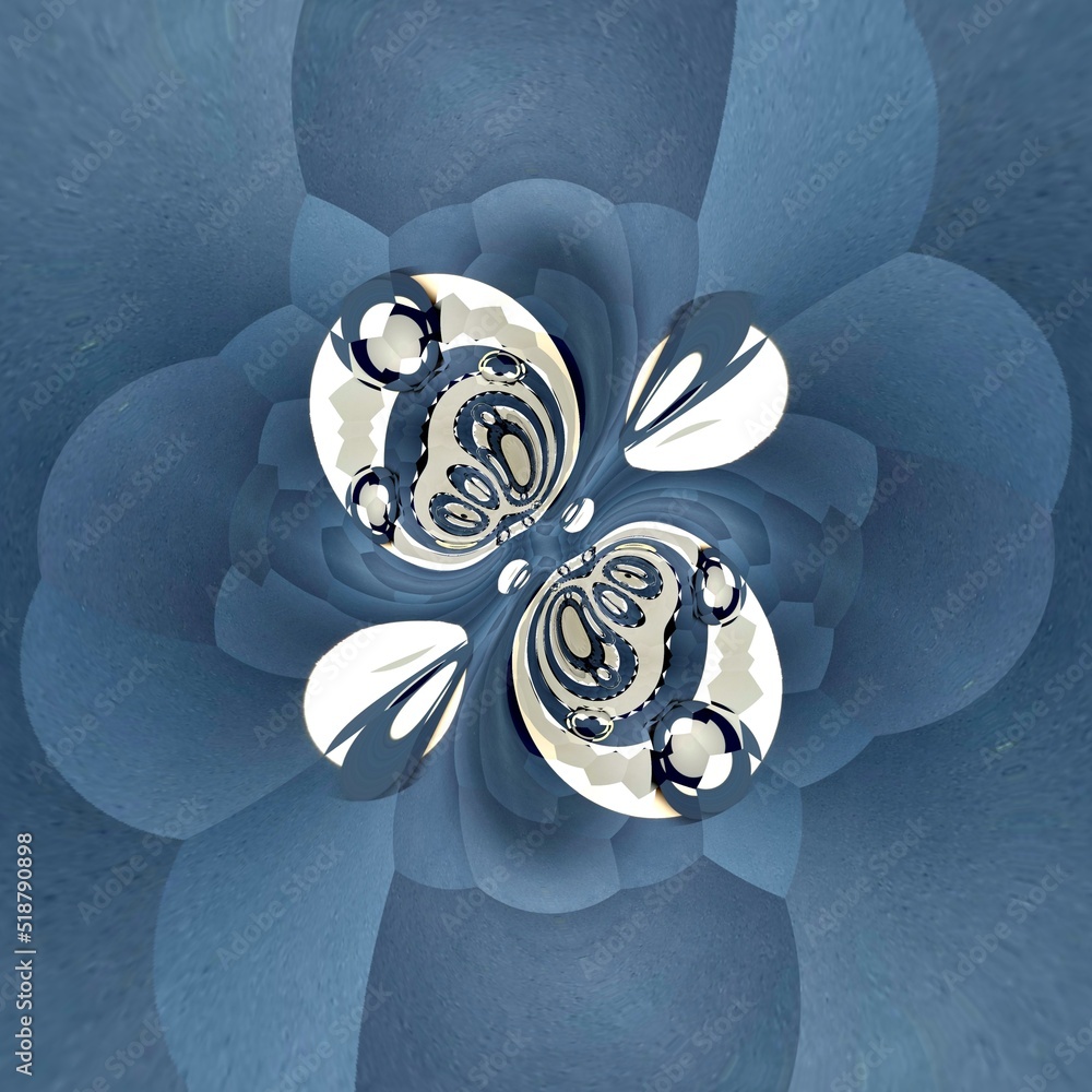 Poster striped and circular pattern and design in blue and beige