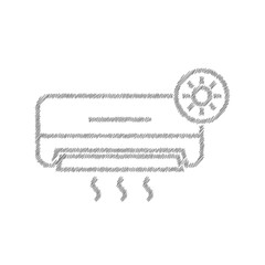 Air conditioner grey sketch vector icon for web and mobile