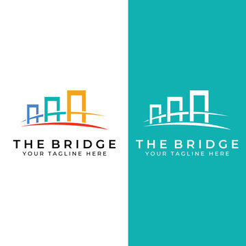 Minimalist and elegant creative bridge building logo with a modern concept. With vector illustration editing.