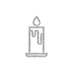 Candle sketch vector icon. Candle with flame symbol pictogram