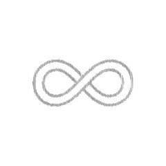 Infinity grey sketch vector icon. Trendy flat design style