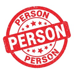PERSON text written on red stamp sign.