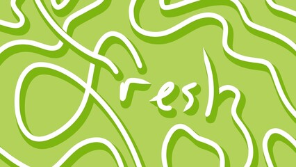 Abstract green aesthetic topographic background with handwriting FRESH text 
