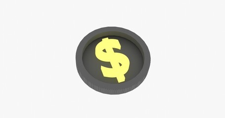 3D Render Coin Perspective View