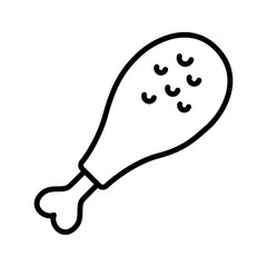 Chicken leg icon. Fast food symbol. Pictogram isolated on a white background.