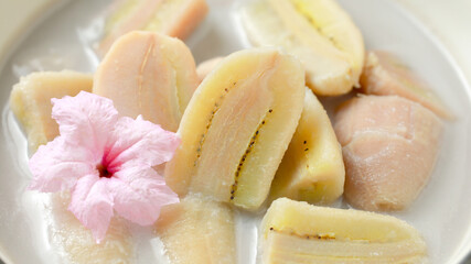 Thai food Banana in coconut milk Dessert with coconut milk Popular food ideas that can be eaten in every region of Thailand.