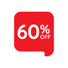60 percent off tag vector icon on white background