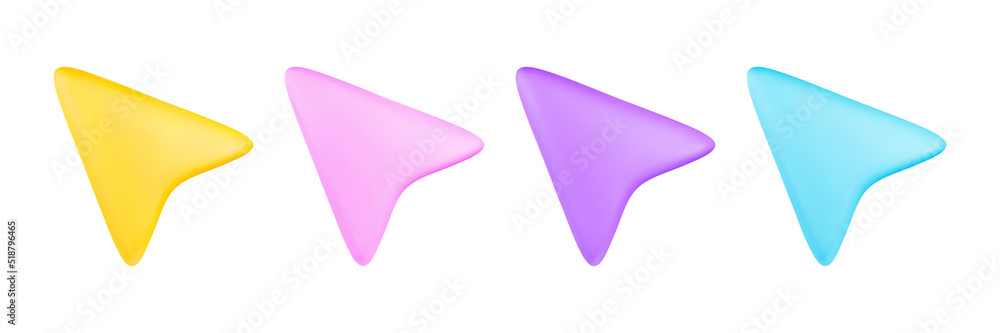 Fototapete 3d render arrow pointer minimal icons collection isolated on white background vector illustration.
