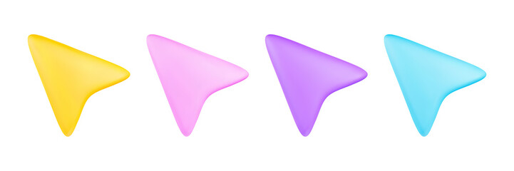 3d render arrow pointer minimal icons collection isolated on white background vector illustration. © lanastace