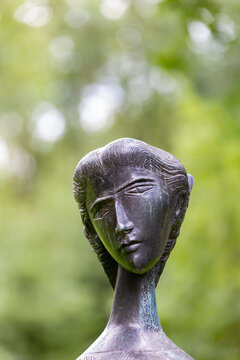 Otterlo, Netherlands - June 9, 2020: Bronze Sculpture Ritratto di Franca from MARCELLO MASCHERINI in sculpture garden of Kroller Muller Museum in National park Hoge Veluwe in Otterlo, Netherlands